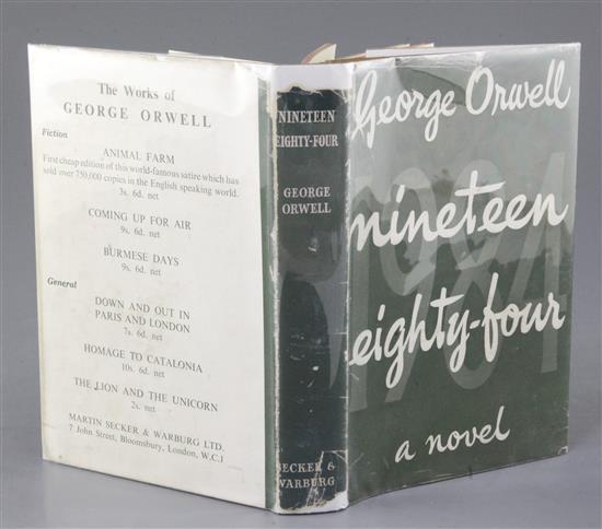 Orwell, George - Nineteen Eighty Four, 1st edition, 8vo, original green cloth, faded, in dj, London 1949